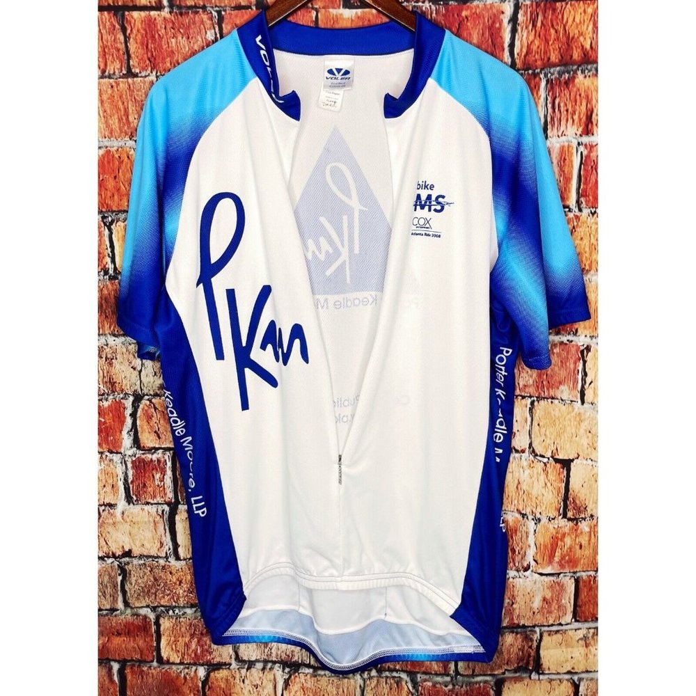 Voler Short Sleeve XL Cycling Jersey Bike Porter Keadle Moore LLP CPA Blue White - Picture 5 of 8